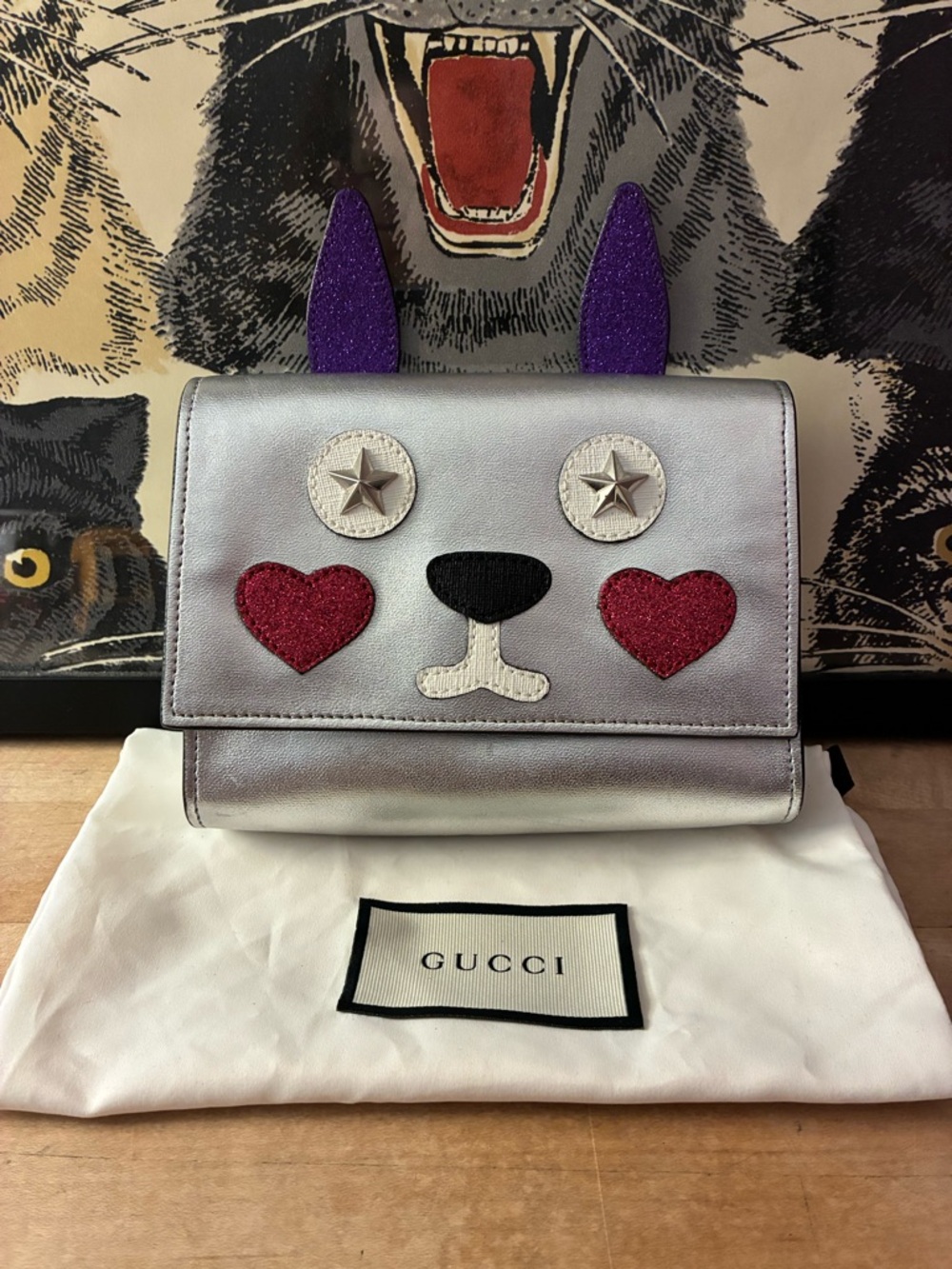 Gucci Bunny Rabbit Animalier Belt Waist Bag Handbag w Star Eyes & Heart Cheeks!